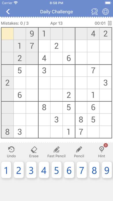 Sudoku capture d'écran du jeu