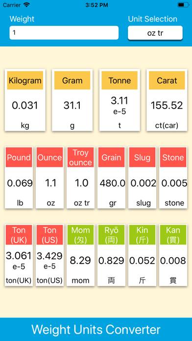 Weight Units Converter App screenshot