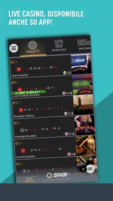 SNAI Live Casino Schermata dell'app #1