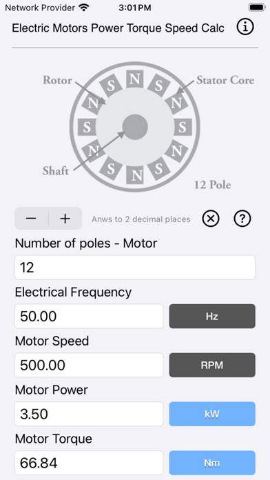 Electric Motors Speed Calc App-Screenshot