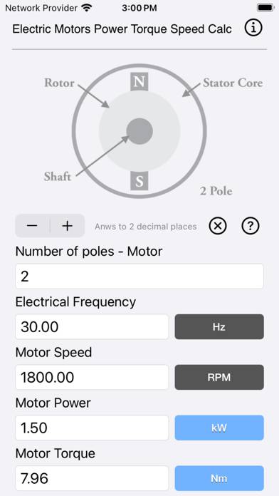 Electric Motors Speed Calc App-Screenshot