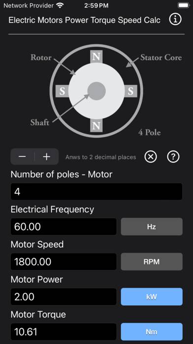 Electric Motors Speed Calc App-Screenshot