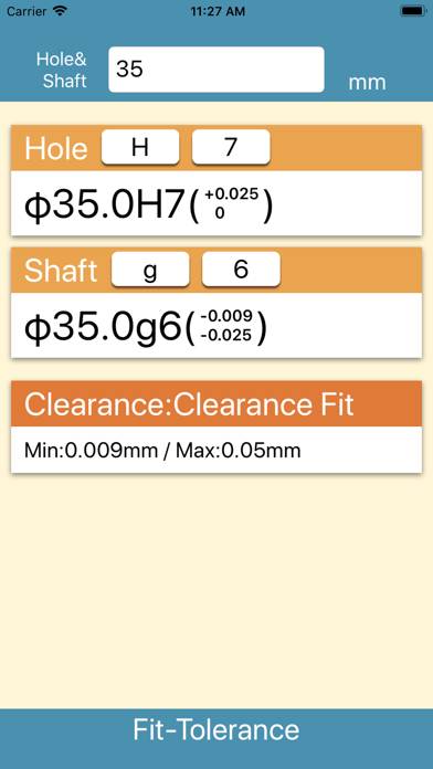Fit Tolerance Calculator Bildschirmfoto