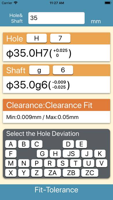 Fit Tolerance Calculator Скриншот приложения #3