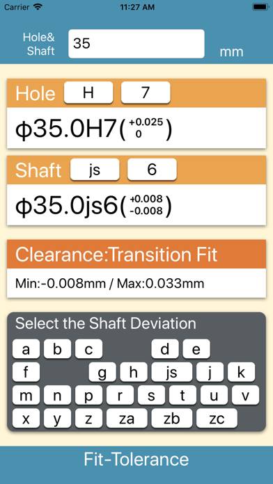Fit Tolerance Calculator Скриншот приложения #4