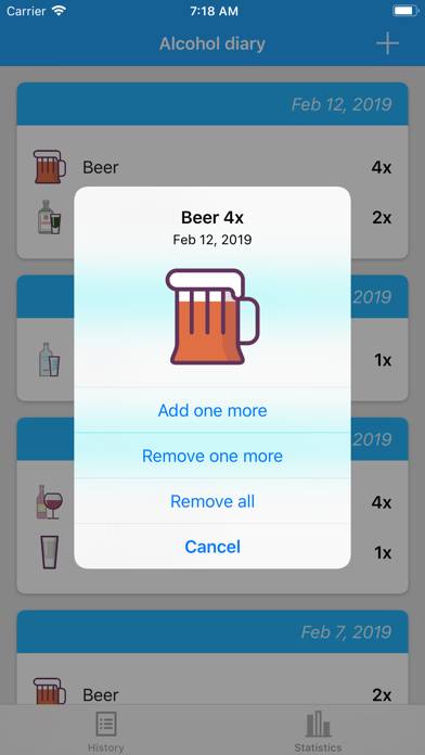 Alcohol Diary App screenshot