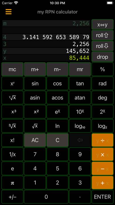 My RPN Calculator Captura de pantalla de la aplicación