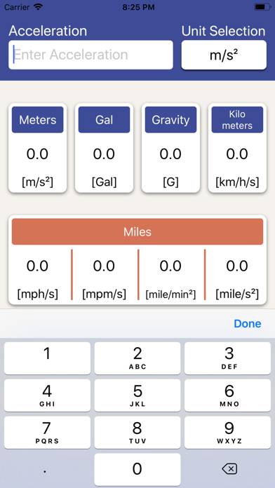 Acceleration Unit Converter App screenshot