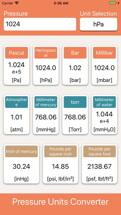 Pressure Units Converter captura de pantalla