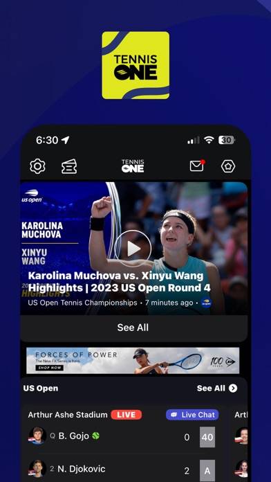 TennisONE - Tennis Live Scores Bildschirmfoto