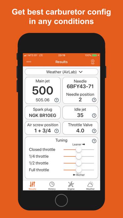 Jetting for KTM 2T Moto Captura de pantalla de la aplicación #1