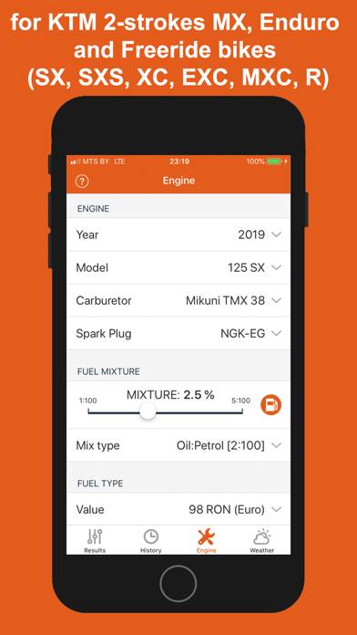 Jetting for KTM 2T Moto App skärmdump #3