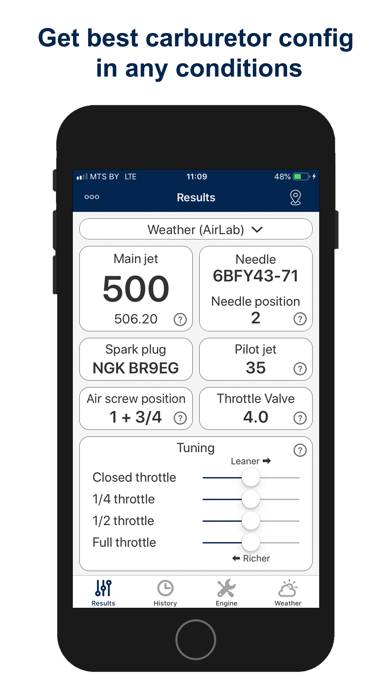 Jetting for Husqvarna 2T Moto App screenshot #1