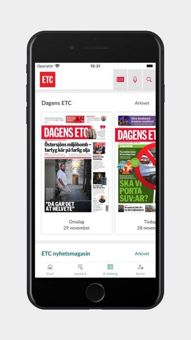 ETC tidningarna App skärmdump #4