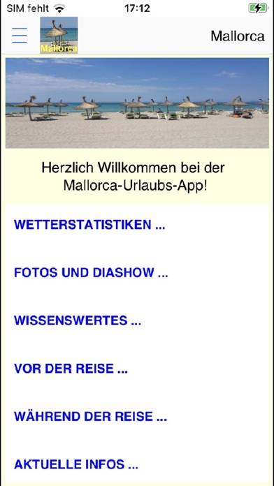 Mallorca App für den Urlaub Bildschirmfoto