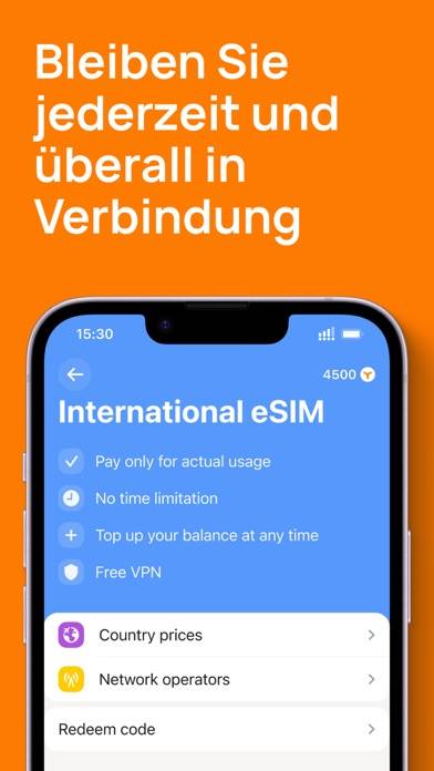 Yesim: Reisen eSIM, Internet App-Screenshot