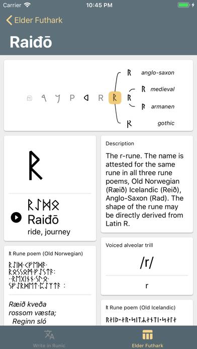 Write in Runic Schermata dell'app