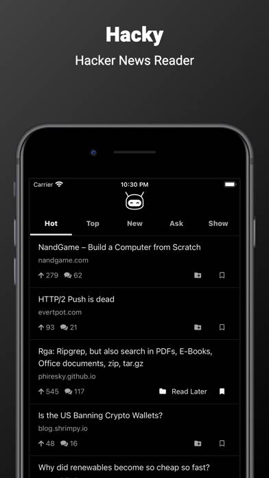Hacky - Hacker News Скриншот