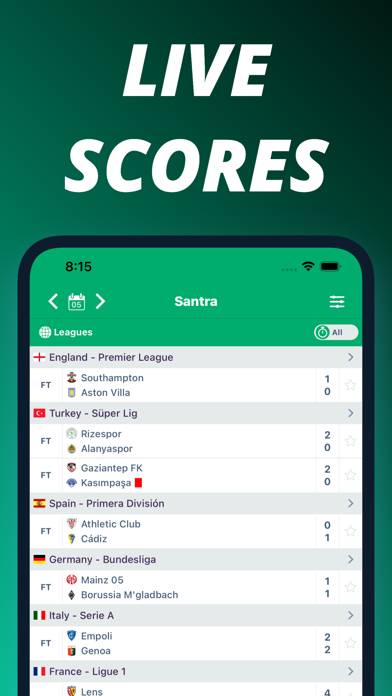 Santra LiveScore Uygulama ekran görüntüsü #1