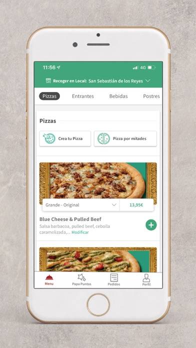 Papa Johns Pizza España Captura de pantalla de la aplicación