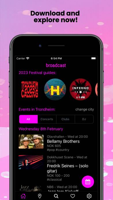 Broadcast: Find live music App skärmdump