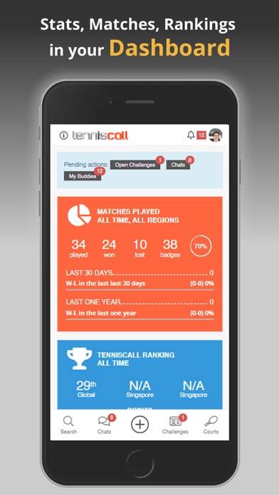 TennisCall | Sport Player App Schermata dell'app #1