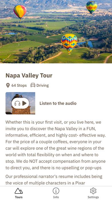 Napa Valley Tour App screenshot