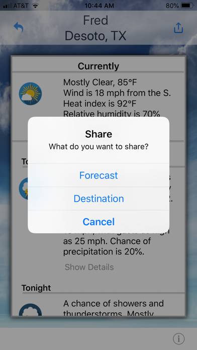 Destination Weather App screenshot