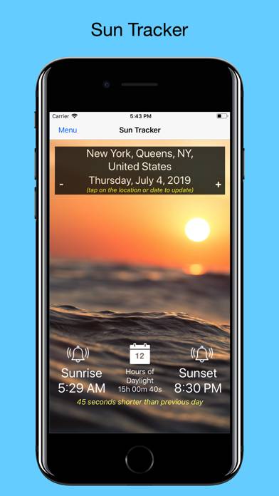 Sun Tracker - sunrise & sunset skärmdump