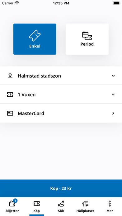 Hallandstrafiken App skärmdump #2