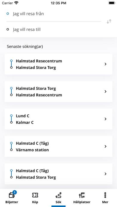 Hallandstrafiken App skärmdump