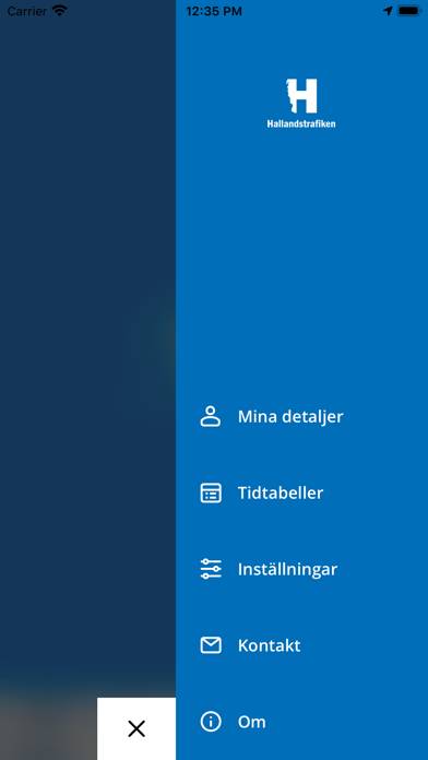 Hallandstrafiken App skärmdump