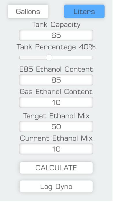 E85 Mix Ethanol Calculator Captura de pantalla de la aplicación #3