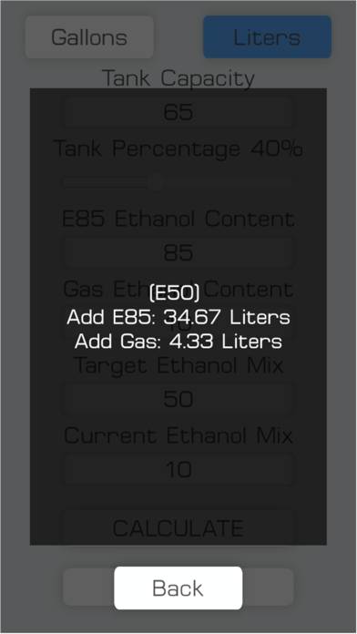 E85 Mix Ethanol Calculator Скриншот приложения #4