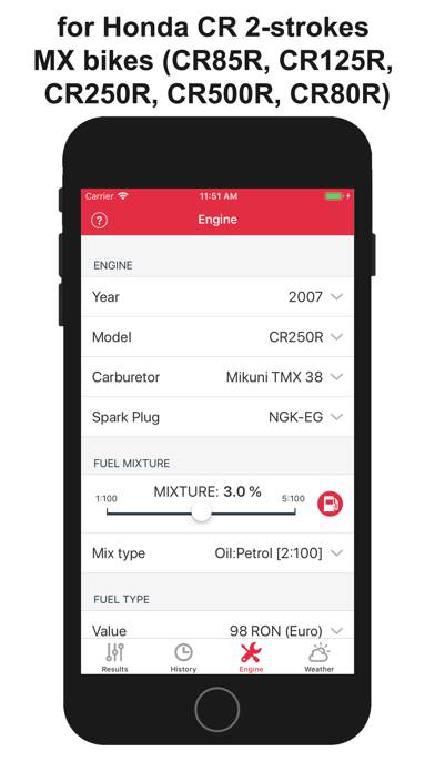 Jetting for Honda CR 2T Moto App screenshot #3