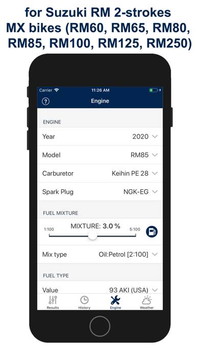 Jetting for Suzuki RM 2T Moto App screenshot #3