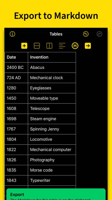 Markdown Tables Schermata dell'app