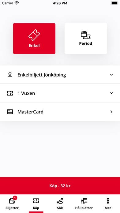 Jönköpings Länstrafik App skärmdump