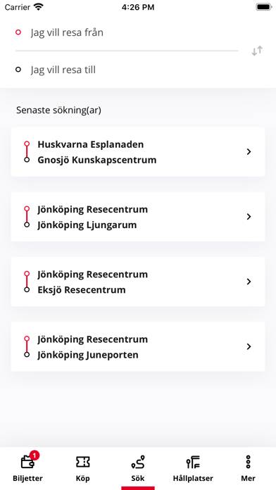 Jönköpings Länstrafik App skärmdump