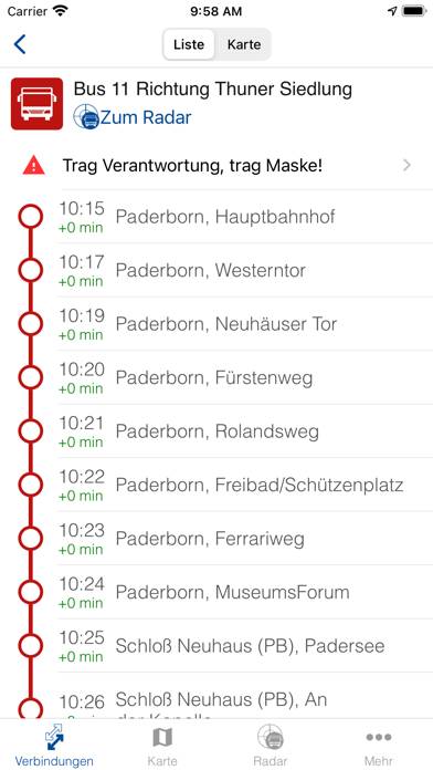 PaderSprinter Mobil App-Screenshot