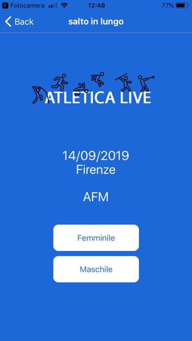 Atletica Live Schermata dell'app