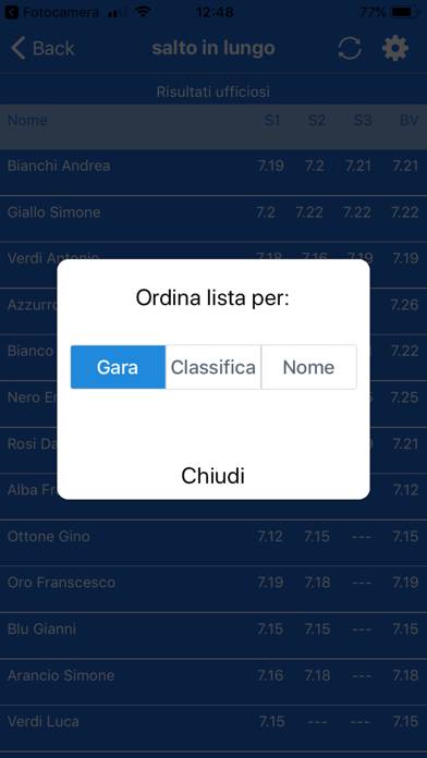 Atletica Live Schermata dell'app