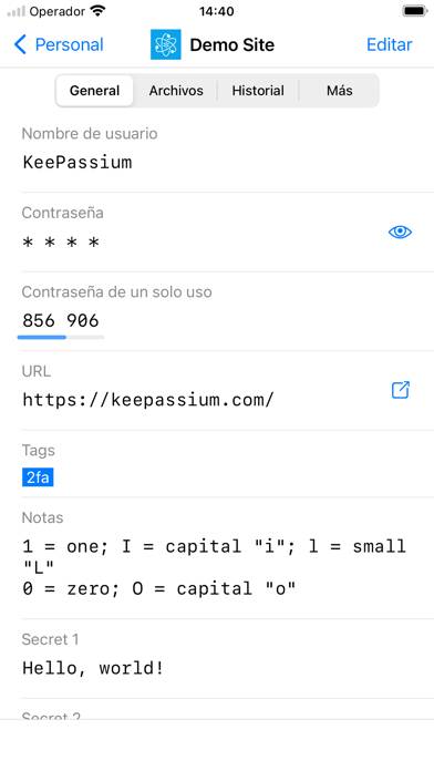 KeePassium Pro (KeePass) Captura de pantalla de la aplicación