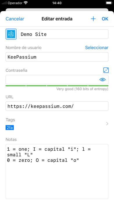 KeePassium Pro (KeePass) Captura de pantalla de la aplicación