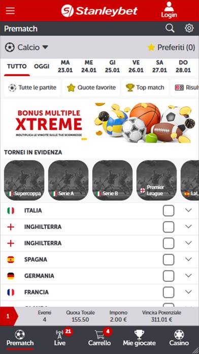 Stanleybet – Scommesse, Casinò Schermata dell'app