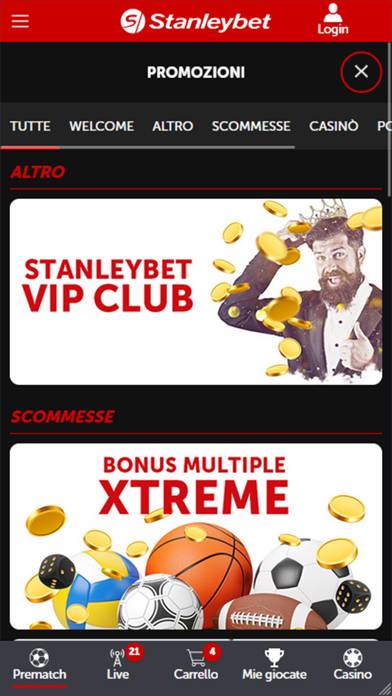 Stanleybet – Scommesse, Casinò Schermata dell'app