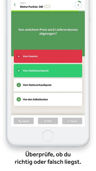 Kaufmanns-Quiz App-Screenshot