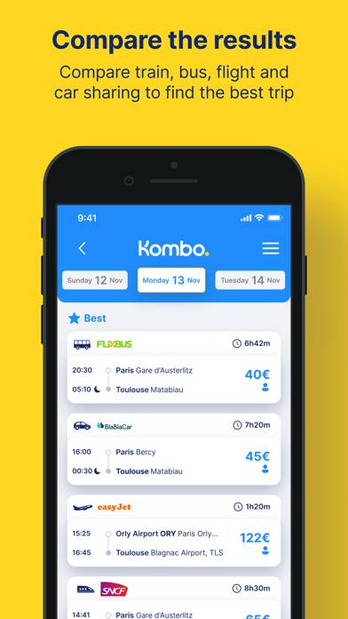 Kombo: Train, Bus & Flights Capture d'écran de l'application #3