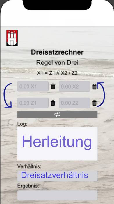 Dreisatz Rechner aus Hamburg App-Screenshot #2