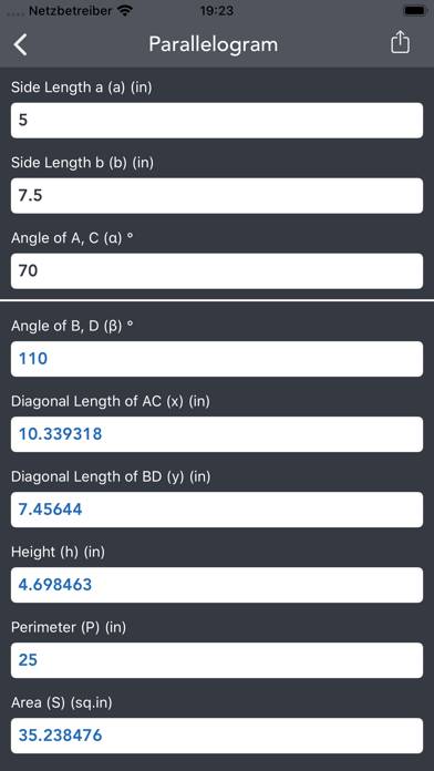Geometry Calculator. Schermata dell'app #3